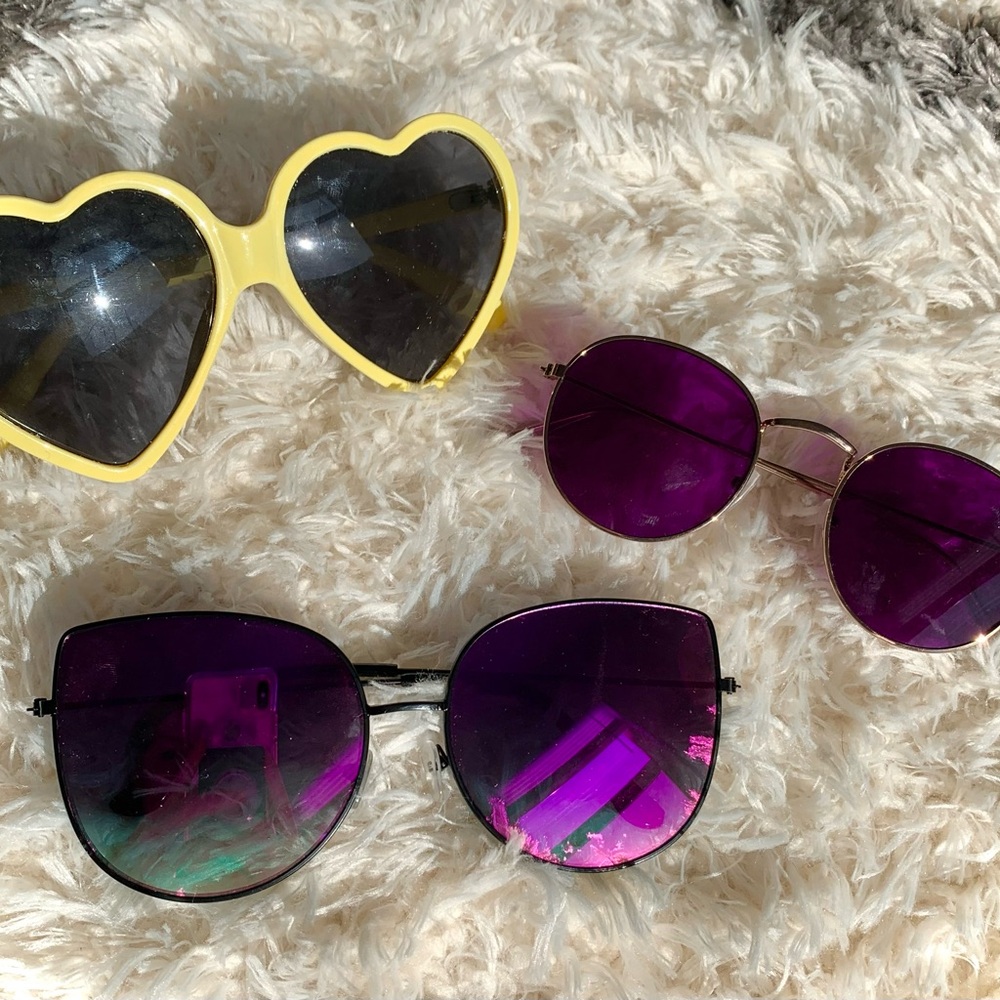 Trendy Sunglasses Set - Yellow and Purple